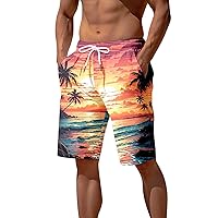 Mens Summer Swim Trunks Quick Dry Hawaiian Surf Boardshorts Holiday Bathing Suit Shorts with Mesh Lining
