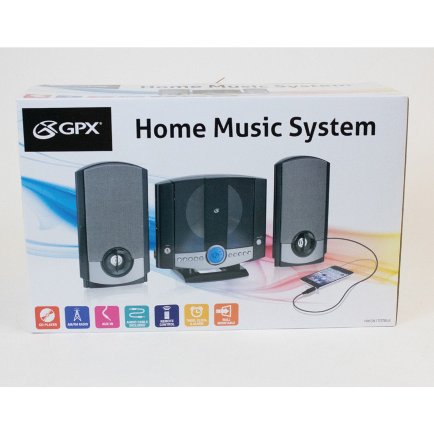 GPX HM3817DTBK Home Music System with Remote and AM/FM Radio black
