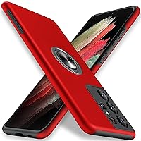 JAME for Samsung Galaxy S21 Ultra Case, Slim Soft Bumper Protective Case for Samsung S21 Ultra Case, with Invisible Ring Holder Kickstand for Galaxy S21 Ultra Case, Red
