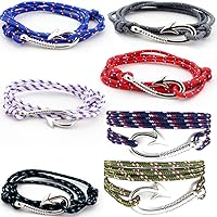 5-10pcs Nylon Rope Wrap Military Camouflage Nautical Fishook Bracelet, DIY Bracelet,Anklet,Necklace,32 Inch