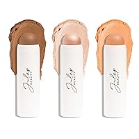 Julep Skip The Brush Cream to Powder Blush Stick Trio - Blendable and Buildable Color - 2-in-1 Blush and Lip Makeup Stick, Neutral Bronze, Sheer Glow, Sweet Peach