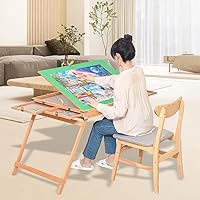 1500 Piece Puzzle Table with Legs, 35''x26'' Adjustable Puzzle Tables for Adults and Children | 3-Tilting-Angle Portable Wooden Jigsaw Puzzle Board with 4 Drawers & Cover for Gift