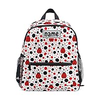 Custom Kid's Name Backpack, Ladybug Polka Dots Toddler Backpack for Daycare Travel, Personalized Name Preschool Bookbag for Boys Girls