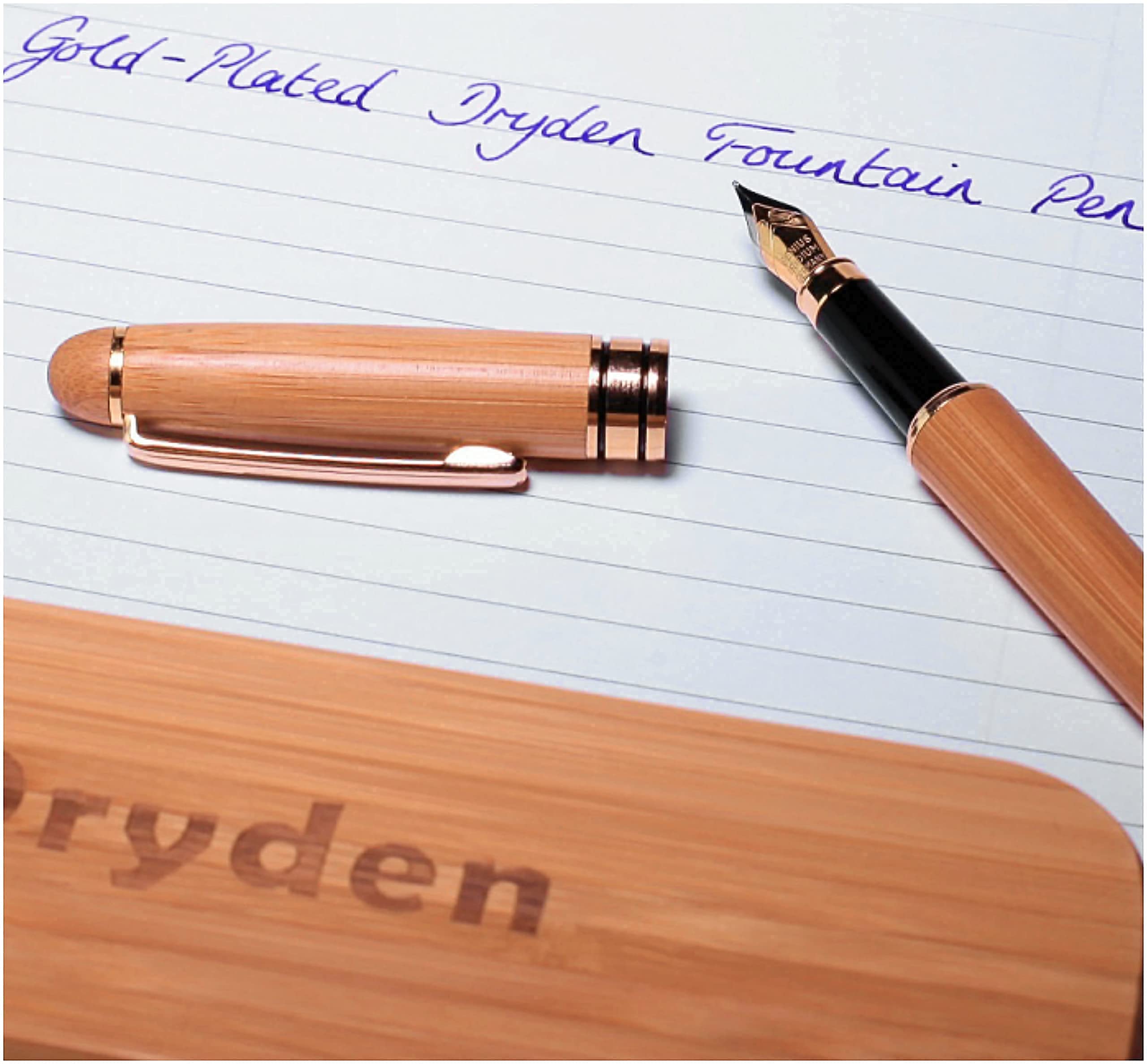 Dryden Designs Luxury Bamboo Fountain Pen with Ink Refill Converter and Matching Gift Case - Smooth & Elegant, Gift Set for Calligraphy Writing, Signature, Journal, Artist and Professionals