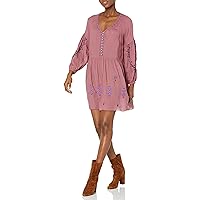 Lucky Brand Womens Embroidered Tiered Tunic Dress
