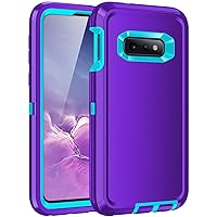 for Galaxy S10E Case,Shockproof 3-Layer Full Body Protection [Without Screen Protector] Rugged Heavy Duty High Impact Hard Cover Case for Samsung Galaxy S10E,Purple/Turquoise
