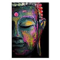Modern Buddha Canvas Wall Art Colorful Buddha Painting Artwork for Living Room Extra Large 32x48