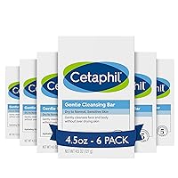 Cetaphil Gentle Cleansing Bar, 4.5 Oz Bar (Pack of 6), Mother's Day Gifts, Nourishing Cleansing Bar For Dry, Sensitive Skin, Non-Comedogenic, (Packaging May Vary)