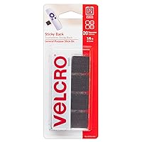 VELCRO Brand Mounting Squares | Pack of 20| 7/8 Inch Black | Adhesive Sticky Back Hook and Loop Fasteners for Home, Office or Crafting | Strong Secure Hold