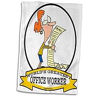 3dRose Funny Worlds Greatest Office Worker Female Occupation Job Cartoon - Towels (twl-103404-1)