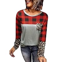 Women's Tops and Blouses Animal Print Round Sequin Ladies Casual Pullover Neck Splicing Printed Top Women's Bl