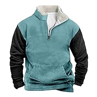 Men's 1/4 Zip Pullover Contrast Pullover Graphic Printed Mens Stand Neck Long Sleeve Active Sweatshirt Sportwear