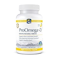 Nordic Naturals ProOmega-D, Lemon Flavor - 60 Soft Gels - 1280 mg Omega-3 + 1000 IU D3 - High-Potency Fish Oil - EPA & DHA - Brain, Eye, Heart, Joint, & Immune Health - Non-GMO - 30 Servings