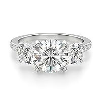 2.05 CT Round Cut VVS1 Colorless Moissanite Engagement Ring, Wedding/Bridal Ring Set, Solitaire Halo Hidden Sterling Silver Vintage Antique Anniversary Promise Ring