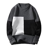Mens Sweater Crew Neck Long Sleeve Knitted Pullover Sweaters Regular Fit Graphic Pullovers Tops