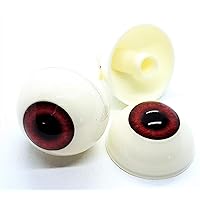 Pair of Realistic Life size Human/Zombie Acrylic Eyes for Halloween PROPS, MASKS, DOLLS (RABBIT RED eyes) 26mm
