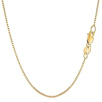 Jewelry Affairs 14k Yellow Solid Gold Mirror Box Chain Necklace, 1mm