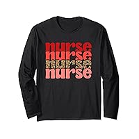 Nurse Valentine Leopard Nursing Valentines Day Long Sleeve T-Shirt