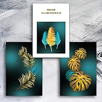 Nordic 3 Pieces Minimalist Leaves Canvas Paintings Feather Wall Art Posters Decorative Wall Prints for Living Room Home Decor-(50X70CM)X3 No Frame