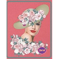 Notebook Journal Flower Art: Pretty Floral Woman Face Art with Back to Back Identical Photo Glossy Cover with Cute Blooming Flower Pattern College Ruled Lined Paper | 8.5 x 11 | 150 Pages