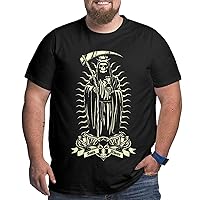 Santa Muerte Big Size Men's T-Shirt Man's Soft Shirts T-Shirt Short Sleeve Tops