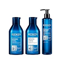 Redken Extreme Shampoo, Conditioner and Anti-Snap Leave-In Treatment | Anti-Breakage & Repair for Damaged Hair | Infused With Proteins