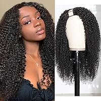UNICE Hair U Part Human Hair Wigs Afro Kinky Curly Side Part Wig for Women, Brazilian Virgin Hair Glueless without Sewing Easy to Install Wig 150% Density 20inch
