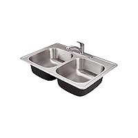 American Standard 20DB.8332283C.075 Colony 33x22 Double Bowl Kitchen Sink Kit with Faucet and Drain, Stainless Steel