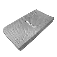 TL Care Heavenly Soft Minky Dot Fitted Contoured Changing Pad Cover, Gray Puff, for Boys & Girls