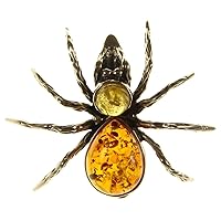 BALTIC AMBER AND STERLING SILVER 925 DESIGNER MULTI-COLOURED SPIDER BROOCH PIN JEWELLERY JEWELRY