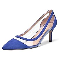 Womens Pointed Toe Slip On Suede Dating All Weather PVC Stiletto Mid Heel Pumps Shoes 2.5 Inch