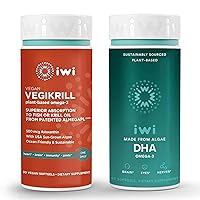 Iwi Life Vegikrill & DHA Omega-3 Bundle, 30 Servings, Vegan Plant-Based Algae Omega 3, Krill & Fish Oil Alternative, No Fishy Aftertaste