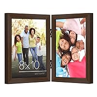 Americanflat 8x10 Hinged Picture Frame in Walnut with Two Displays - Composite Wood with Polished Glass for Tabletop