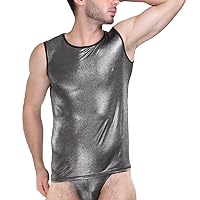 Men Underwear Undershirt Vest Sleeveless T-Shirt Gold, Silver Jj18