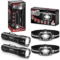 GearLight S500 LED Headlamp [2 Pack] + GearLight TAC LED Tactical Flashlight [2 Pack]