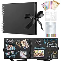 DIY Photo Album Scrapbook 8.5x11 Inch Hardcover 3 Ring Black Scrapbook  Paper 60 Pages Many Scrapbooking Supplies Scrapbooking Kit forBaby, Family