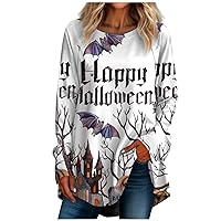 Halloween Oversized Sweatshirt For Women Long Sleeve Shirt Crewneck Pullover Tunic Tops For Teen Girls Loose Fit Dressy Fall Clothes For Women 2023