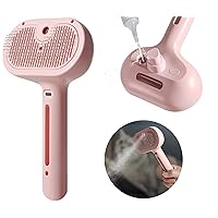 Spray Cat Brush for Shedding - Water Brush for Cats and Dogs - Pet Hair Removal Comb with Water Tank and Release Button - Steamy Cat Brush - Pet Spray Hair Comb (Pink)