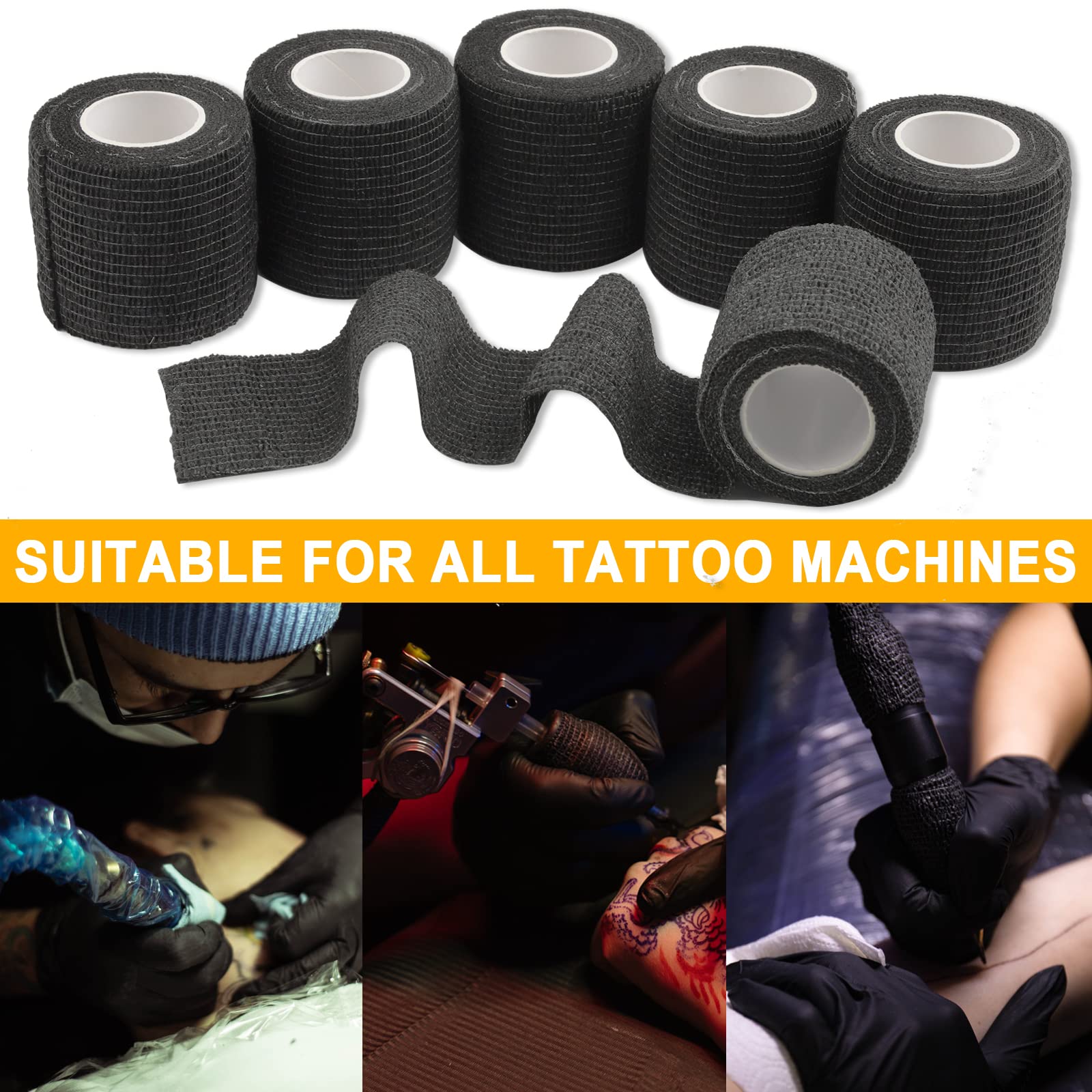 Tattoo Grip Tape - Ruicoo 4pcs Tattoo Grip Wrap Cover Disposable Tape Self-adhesive Bandage 2
