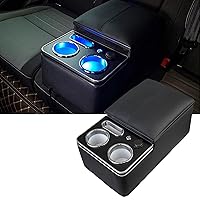 Upgrade Center Console Organizer with Cup Holder& Phone Holder for Car & Van & Truck Floor Cab Back Bench Seat Armrest Middle Storage Box - Black