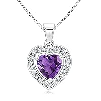 925 Starling Silver Amethyst Heart Shape Pendant With 18
