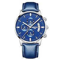 rorios Men's Watches Analogue Quartz Wristwatches Chronograph Watch Luminous Business Watches Leather Strap with Date Calendar Fashion Wristwatch Men