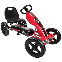 Race Z Pedal Go Kart - Red - Kids, Sporty Graphics on The Front Fairing, Adjustable Bucket Seat, 4 Spoke Rims w/ 12' EVA Wheels, Sporty Steering Wheel, Kids Go Kart Ages 4+