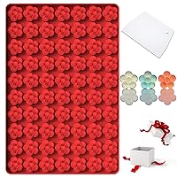 Flower Silicone Mold, Small Plum Blossom Shaped Flower Molds with 70 Cavities for Making Chocolate/Candy/Gummy/Cookie/Jelly/Ice Cube/Edible Flowers for Cake Decorating, Wintersweet Mold, with Scraper