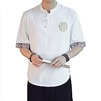 ZooBoo Unisex Cotton Linen Martial Arts Kung Fu T-Shirt - Casual Tang Suit Shirt