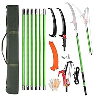 Outvita Manual Pole Saw, 26 Feet Extendable Tree Pruner with Knives and Storage Pocket, Sharp Steel Blade and Scissors High Branches Trimming for Pruning Palms and Shrubs