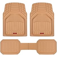 Motor Trend 943-BG FlexTough Defender Car Floor Mats -Next Generation Deep Dish Heavy Duty Contour Liners for Car SUV Truck & Van-All Weather Protection, Trim to Fit Most Vehicles Beige
