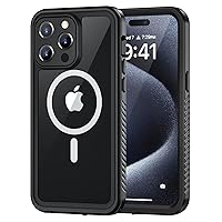 Lanhiem Magnetic for iPhone 15 Pro Case, Waterproof Dustproof Cover [Built in Screen Protector] [Compatible with MagSafe], Full Body Heavy Duty Phone Case for iPhone 15 Pro - 6.1” (Black)