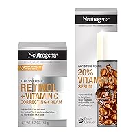 Neutrogena Rapid Tone Repair Correcting Cream, 1.7 Oz and Neutrogena Rapid Tone Repair 20% Vitamin C Serum, 30 Serum Capsules