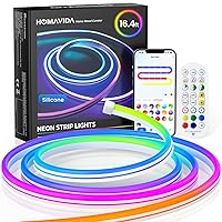 LED Neon Rope Lights, Works with Alexa Google Assistant, 16.4FT RGB+IC Silicone Neon Strip Lights with App Remote, Flexible DIY Design, Music Sync, Cuttable Rope Lights for Bedroom Gaming
